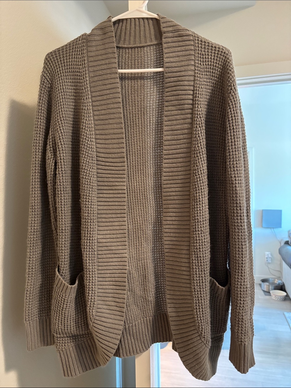 Cozy Open-Front Women's Cardigan Sweater - Taupe